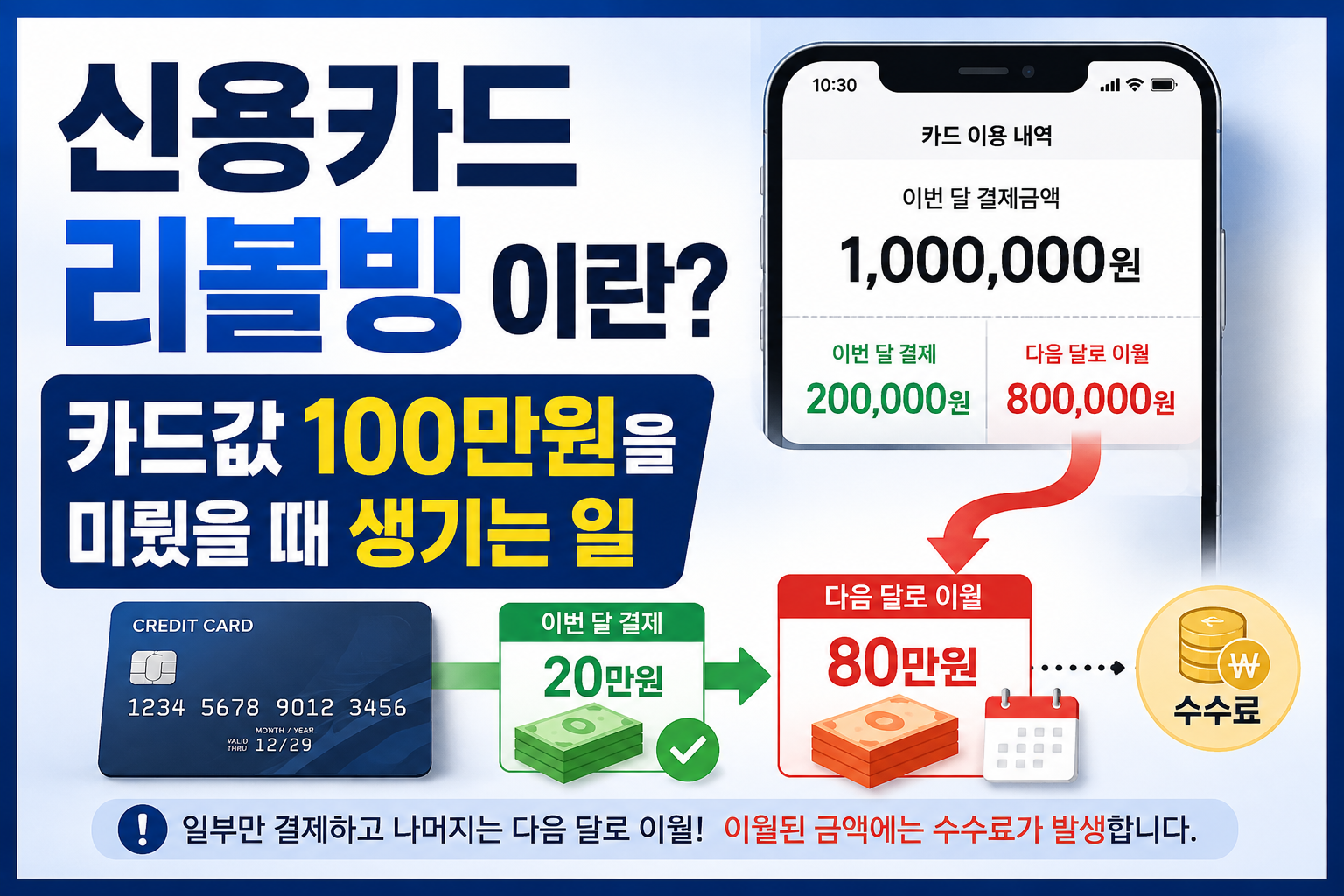 신용카드 리볼빙 카드값 100만원 중 일부 결제 후 이월되는 구조