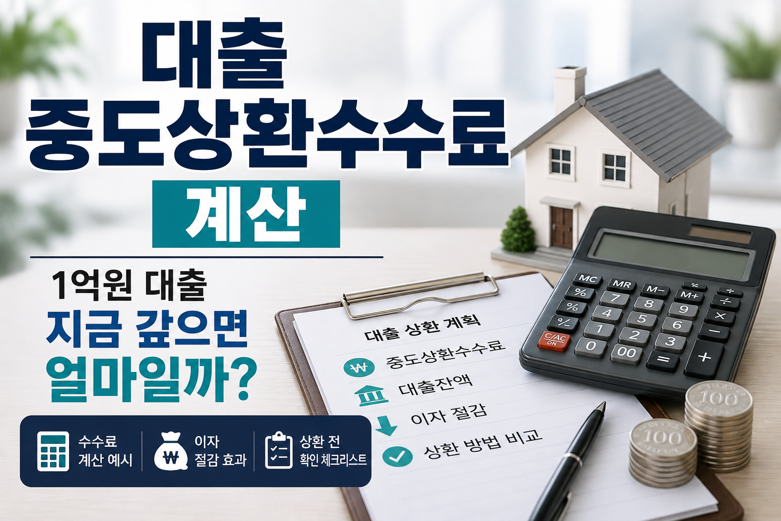 대출 중도상환수수료 계산 1억원 대출 조기상환 비용 확인