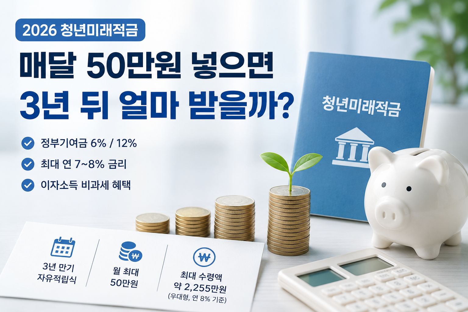 청년미래적금 월 50만원 납입 시 3년 만기 수령액 계산