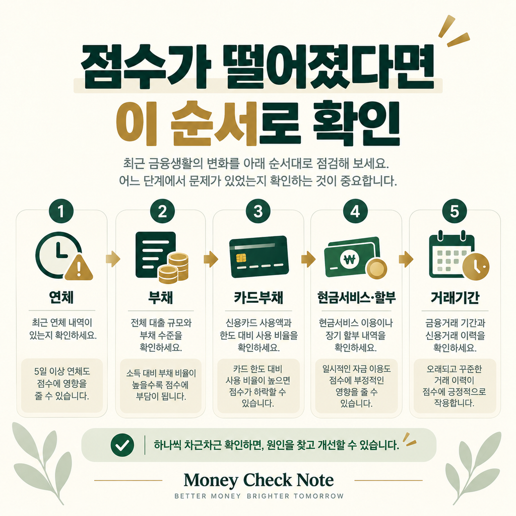 연체 부채 카드이용 현금서비스 거래기간을 확인하는 체크리스트