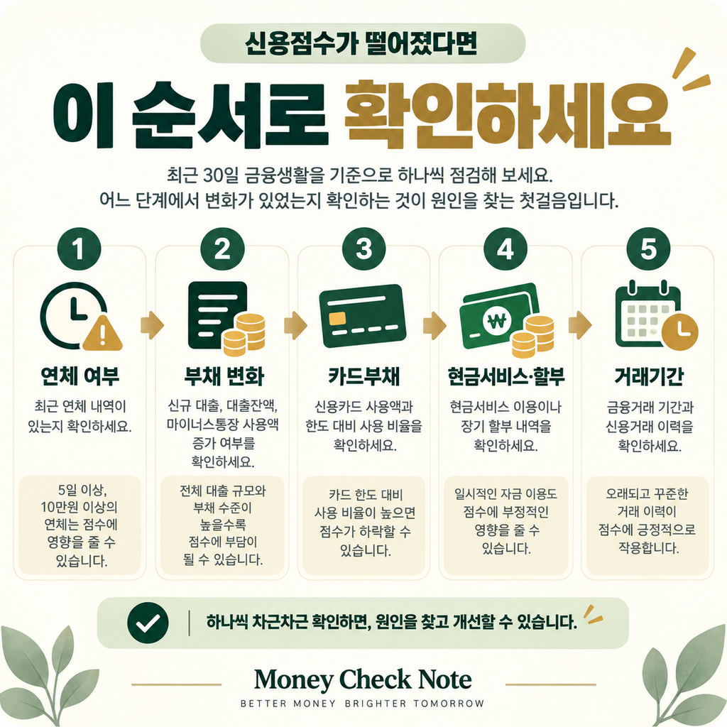 신용점수와 대출잔액 카드금액을 한 달 전과 현재로 비교