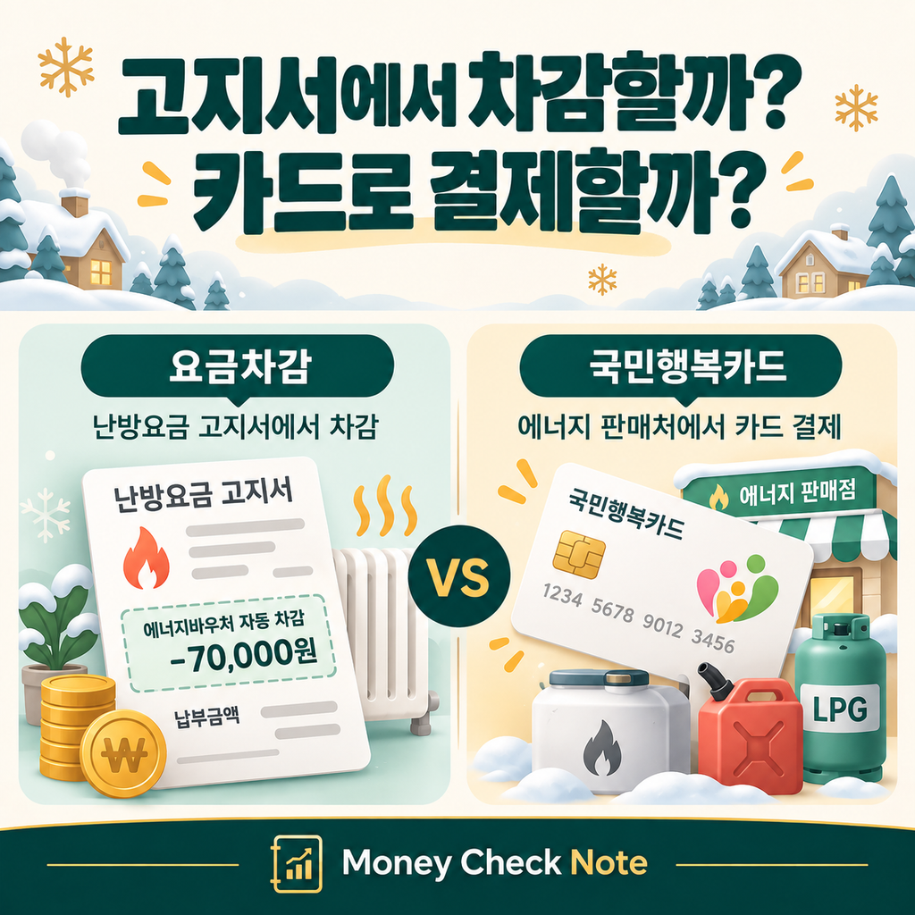 에너지 요금 고지서 차감과 국민행복카드 결제 방식의 차이
