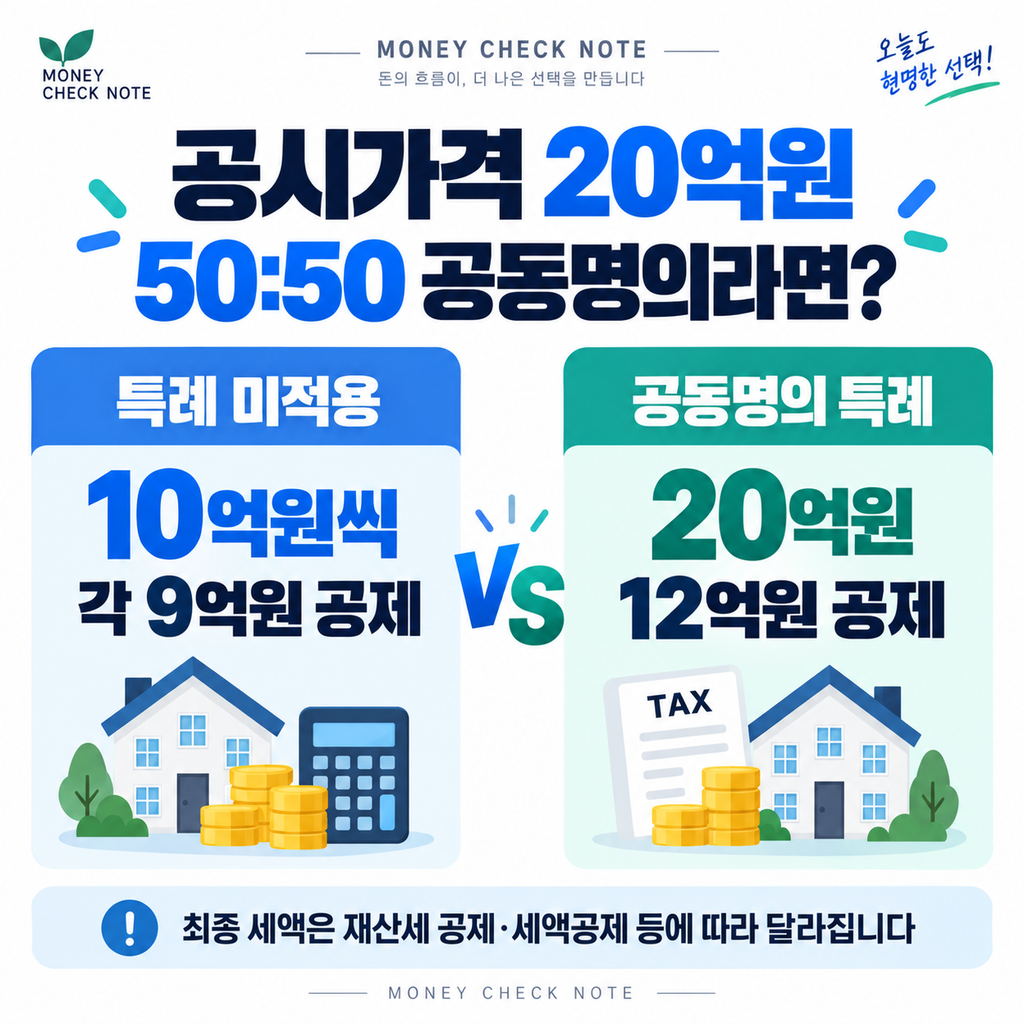 공시가격 20억원 부부 공동명의 종부세 특례 비교
