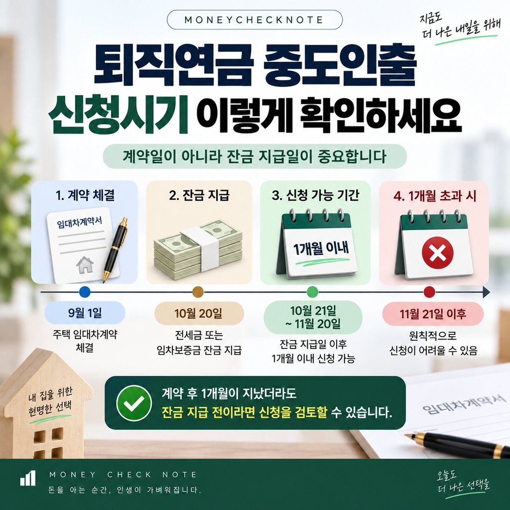 퇴직연금 중도인출 신청시기와 잔금 지급 후 1개월 기준