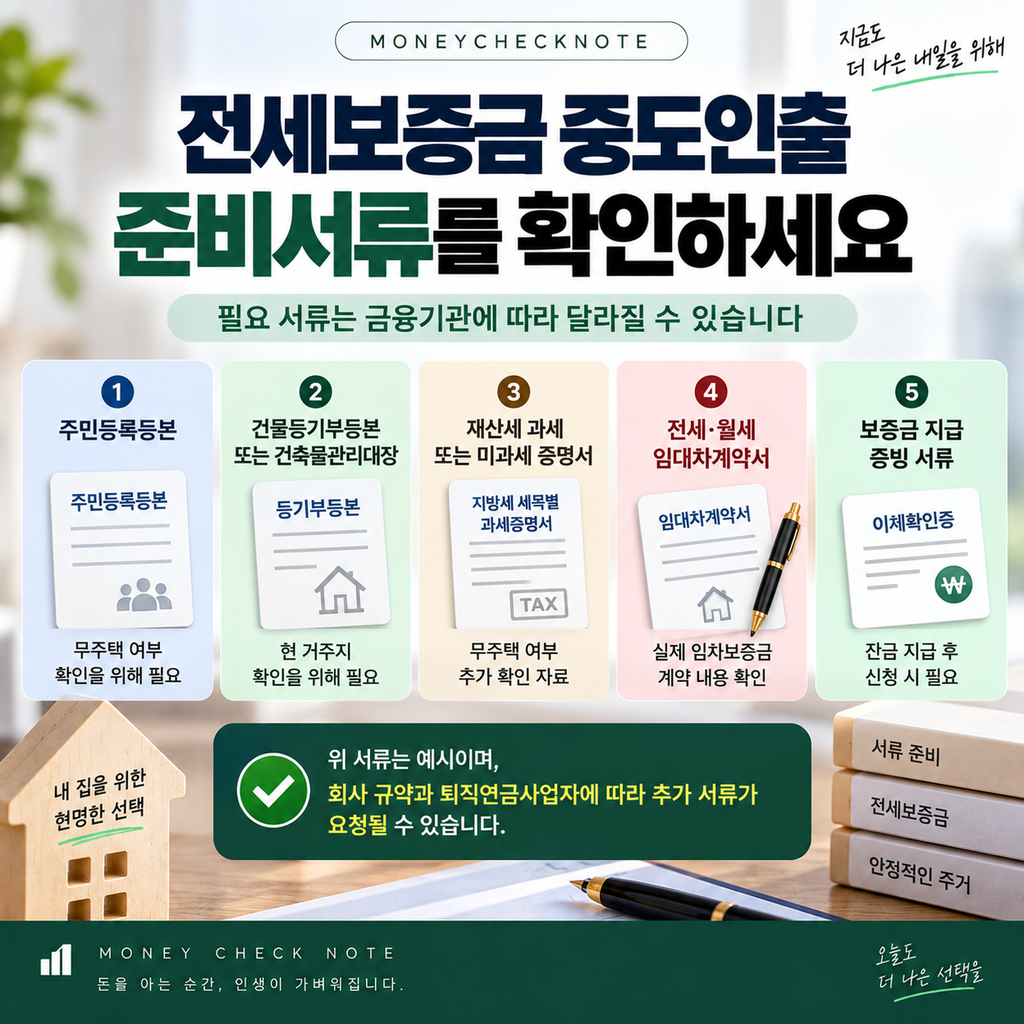 전세보증금 퇴직연금 중도인출 준비서류 안내