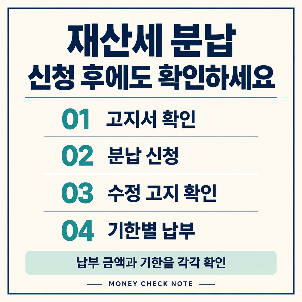 재산세 고지서 확인부터 분납 신청과 기한별 납부까지의 순서