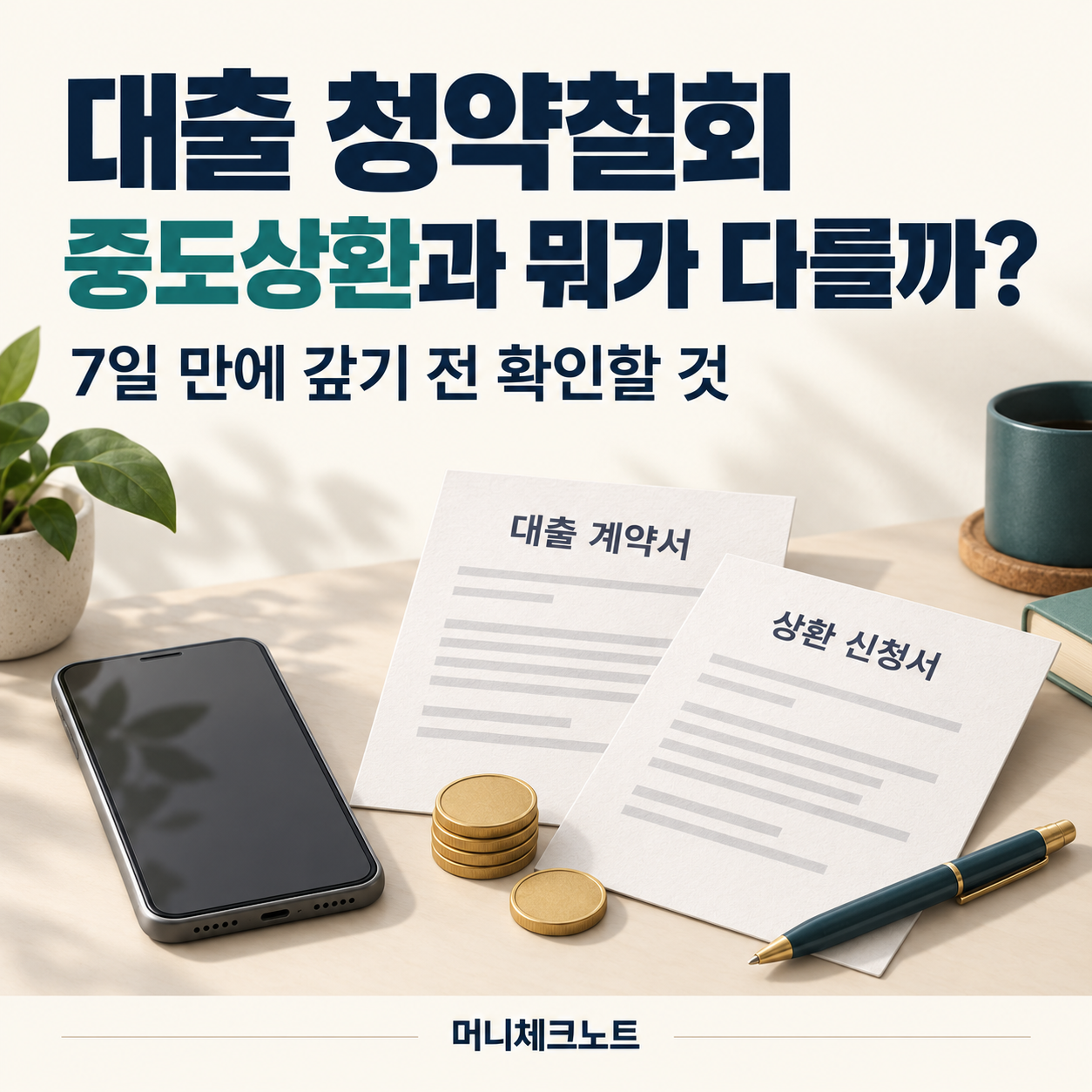 대출 청약철회와 중도상환의 차이 및 7일 만에 갚기 전 확인할 사항