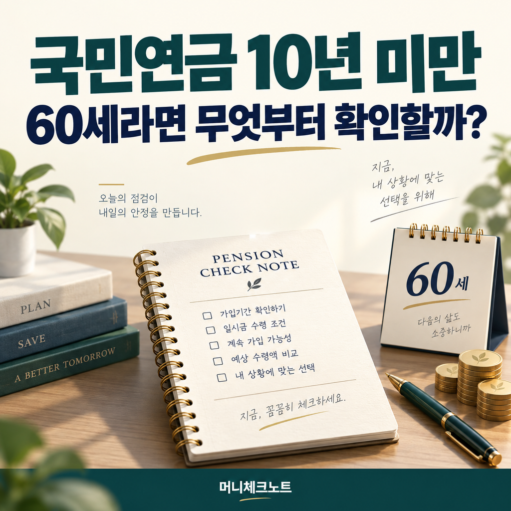 국민연금 10년 미만인 경우 확인할 사항을 안내