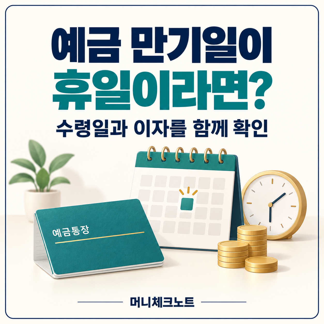 예금 만기일이 공휴일일 때 수령일과 이자를 확인하는 안내
