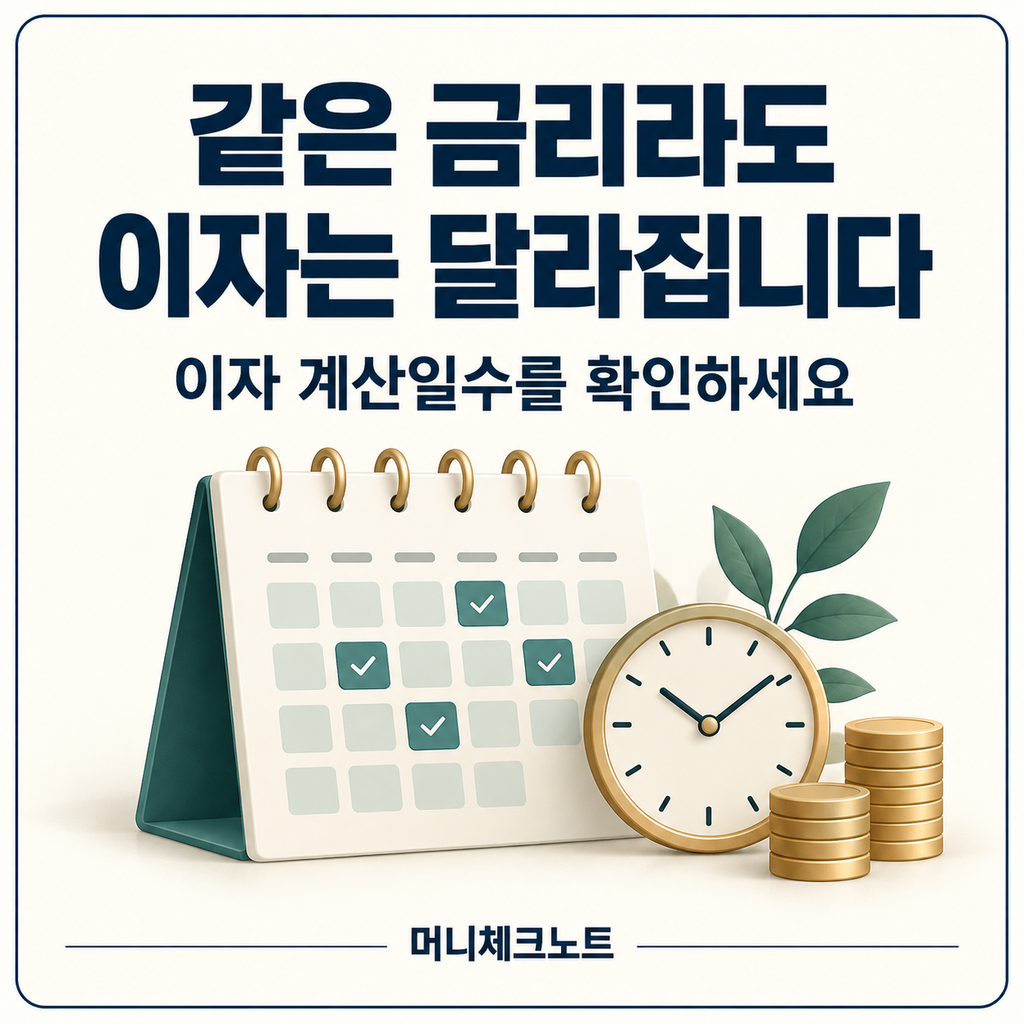 같은 금리에서 예금 이자 계산일수에 따라 수령액이 달라지는 원리