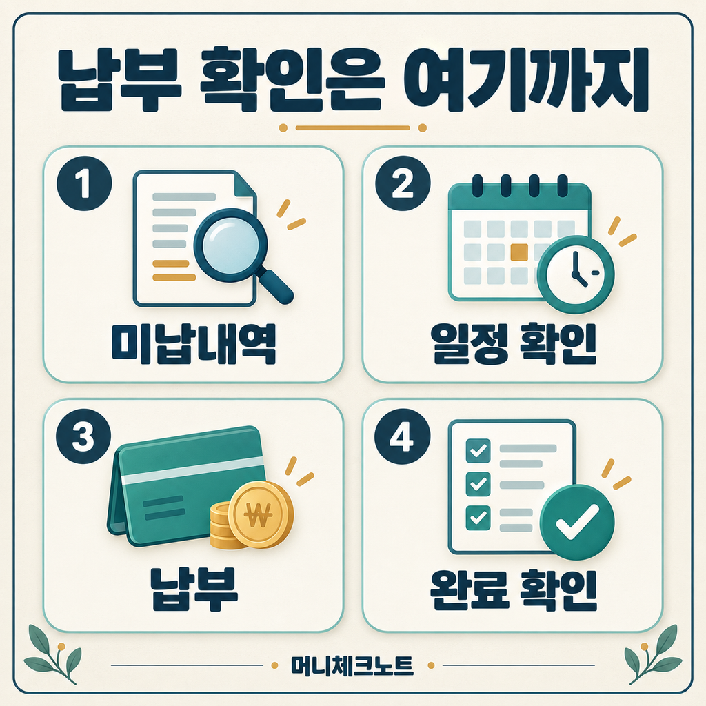 보험료 미납내역 확인부터 실제 납부 완료 확인까지의 네 단계