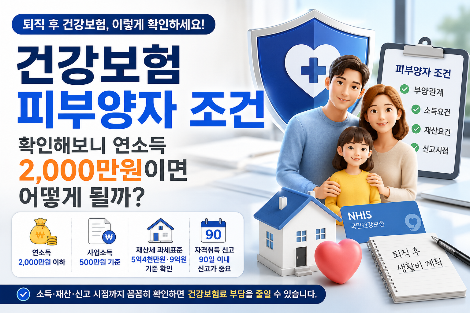 건강보험 피부양자 조건 연소득 2000만원 소득 재산 기준