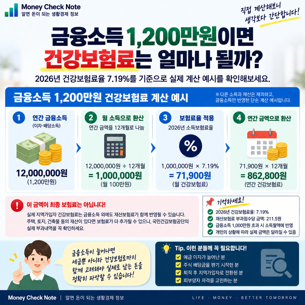 금융소득 1200만원 지역가입자 건강보험료 계산