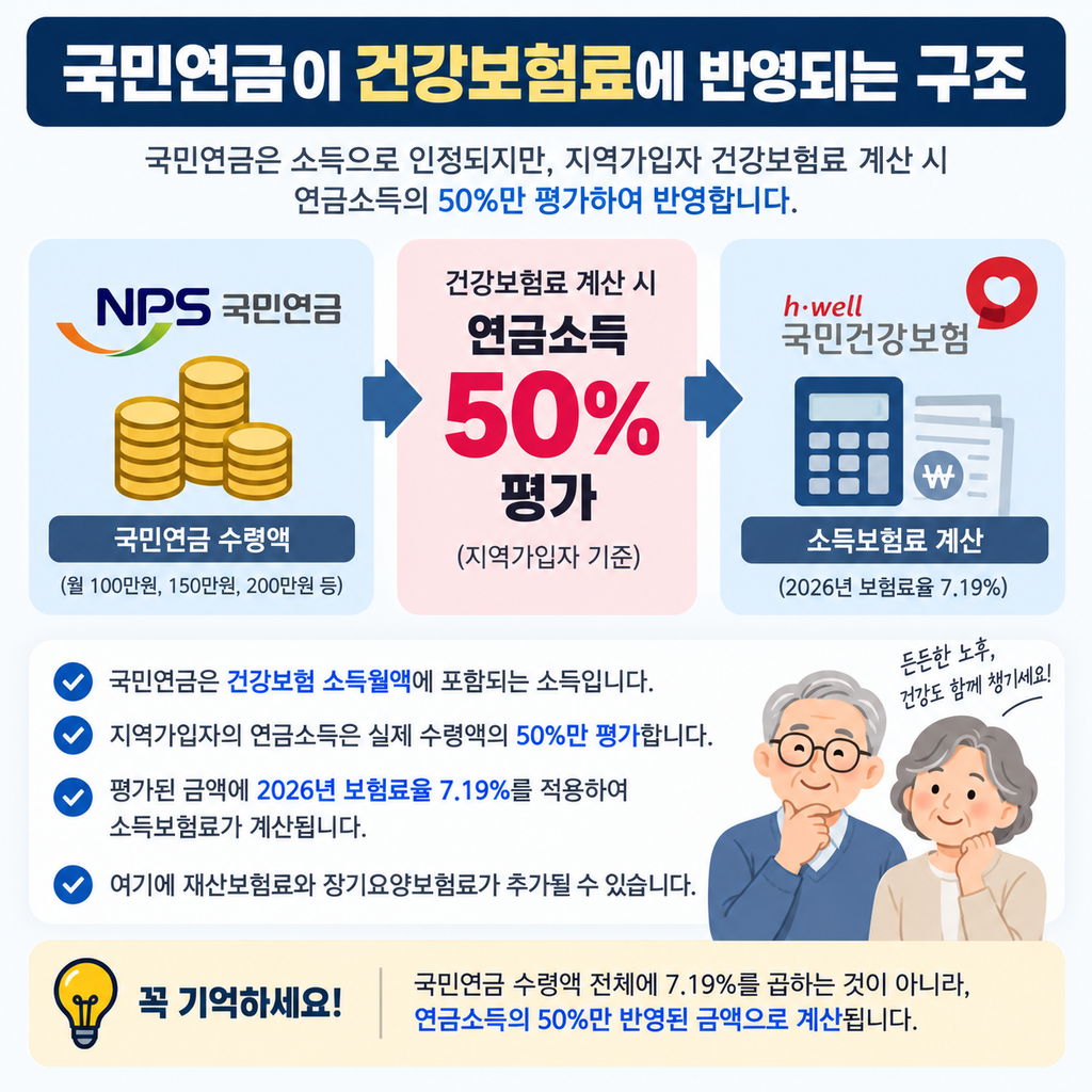 국민연금 건강보험료 연금소득 50퍼센트 반영 기준
