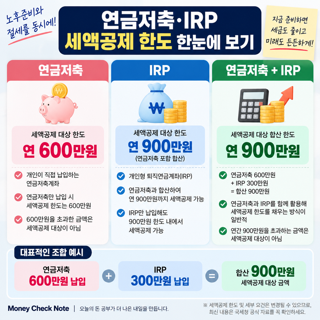 연금저축 IRP 세액공제 한도 600만원 900만원 비교