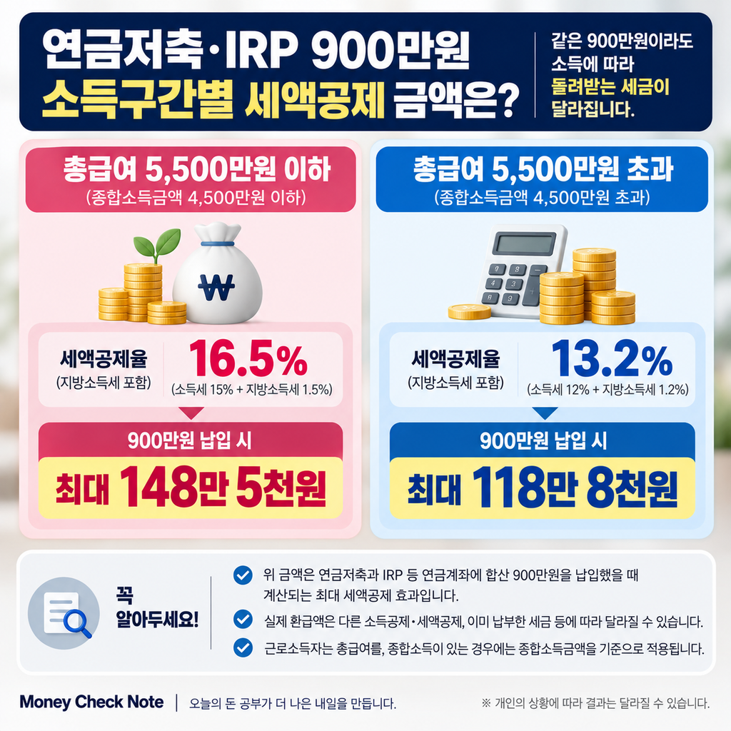 총급여 5500만원 기준 연금저축 IRP 세액공제율