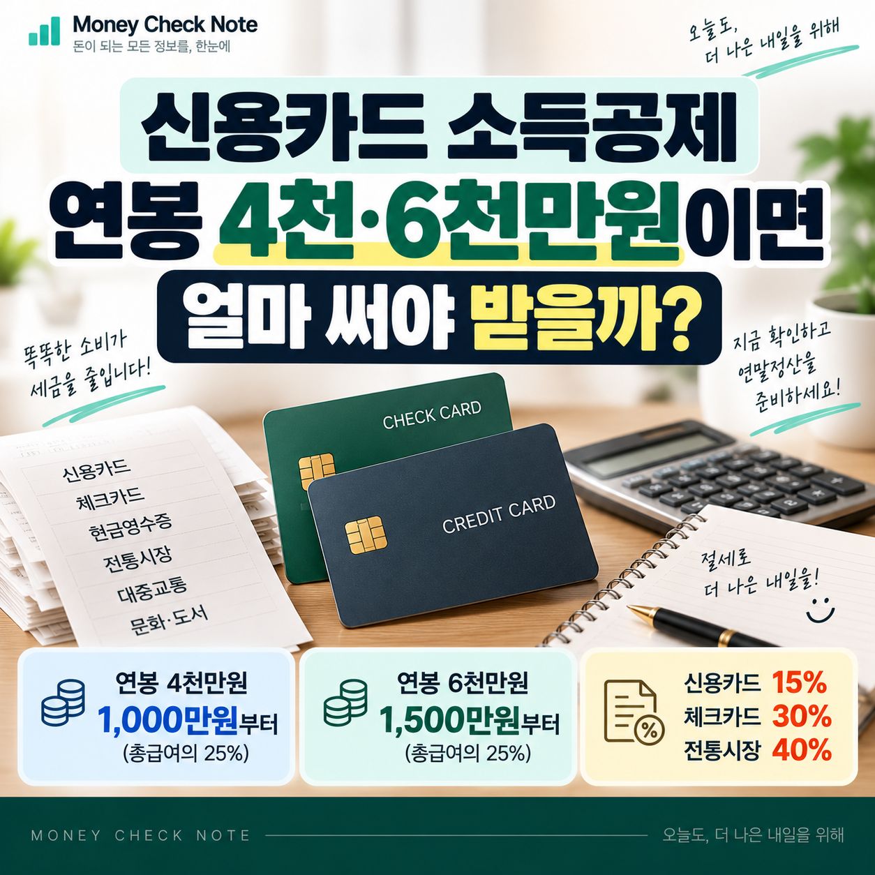 신용카드 소득공제 / 연봉 4천·6천만원이면 얼마 써야 받을까?