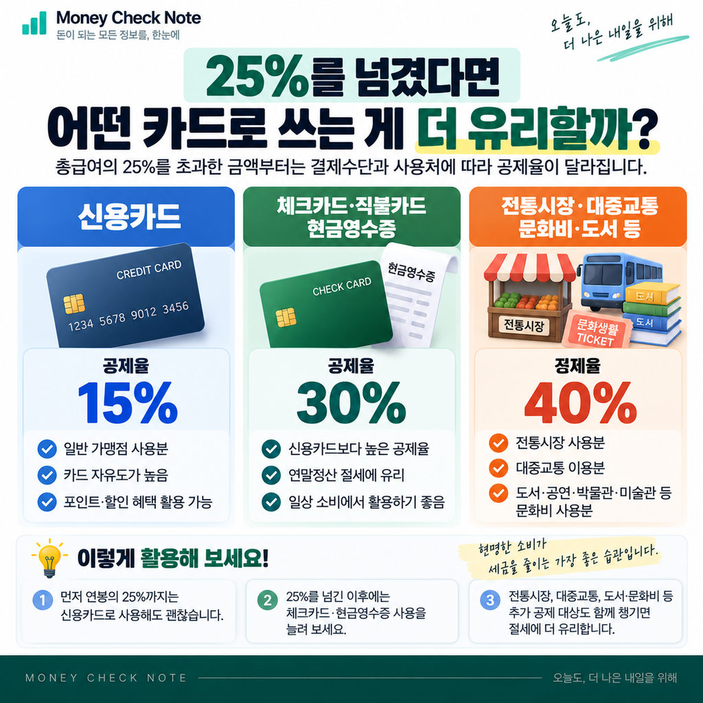 신용카드 체크카드 소득공제 15% 30% 차이