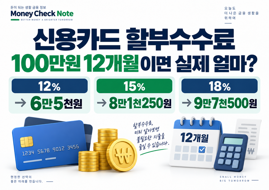 신용카드 할부수수료 100만원 12개월이면 얼마?